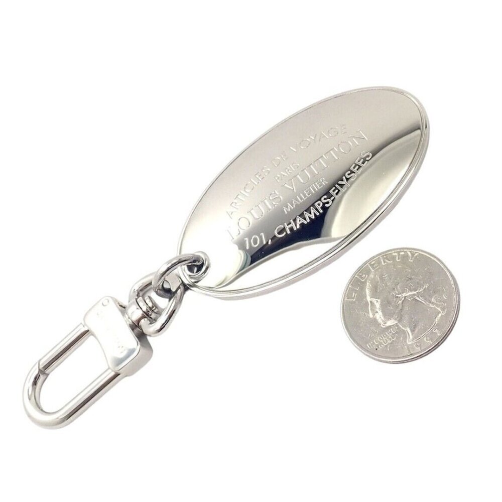 Authentic Louis Vuitton LV Large Stainless Steel Luggage Tag Key Chain CK 1100​ - Picture 3 of 9